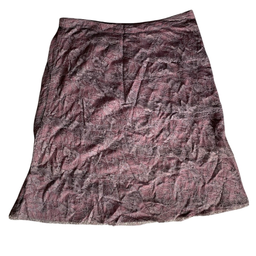 Sundance Maroon & Plum Tiered Floral Lace Midi Lined Skirt, Women’s 10